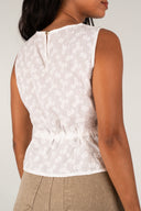 Top Augustine femme en coton écru sans manches, allure bohème - It Hippie