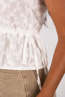 Top Augustine femme en coton écru, tombé blousant léger - It Hippie
