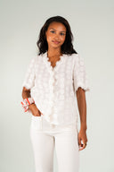 Chemise Maya femme en coton écru à dentelle festonnée - It Hippie