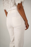 Pantalon Léo femme en coton blanc taille haute, look raffiné - It Hippie