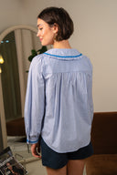 Chemise Inès de la marque IT HIPPIE, haut en tissu léger avec col et manches longues, portée sur un fond neutre.