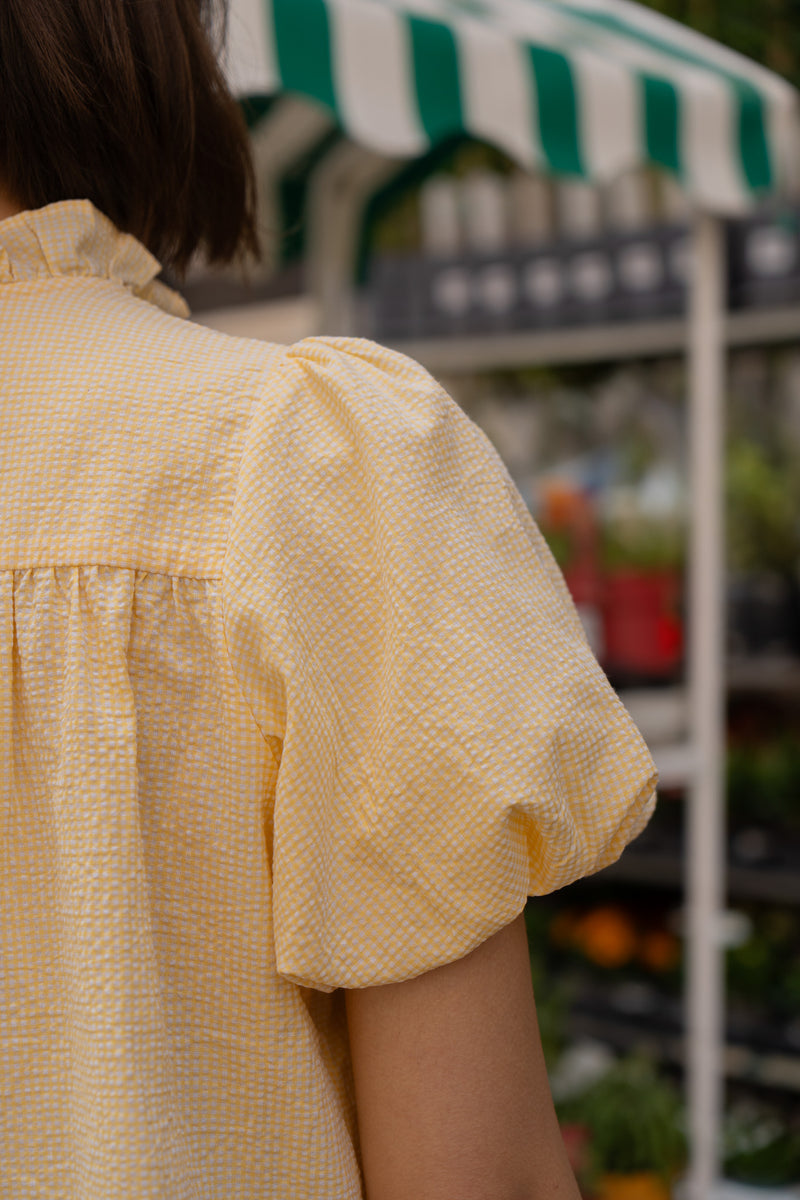 Chemisier Léonie femme en coton jaune pastel, style bohème - It Hippie