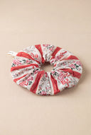 Chouchou Céleste en coton à imprimé floral rouge et rose, rayures rouges - It Hippie