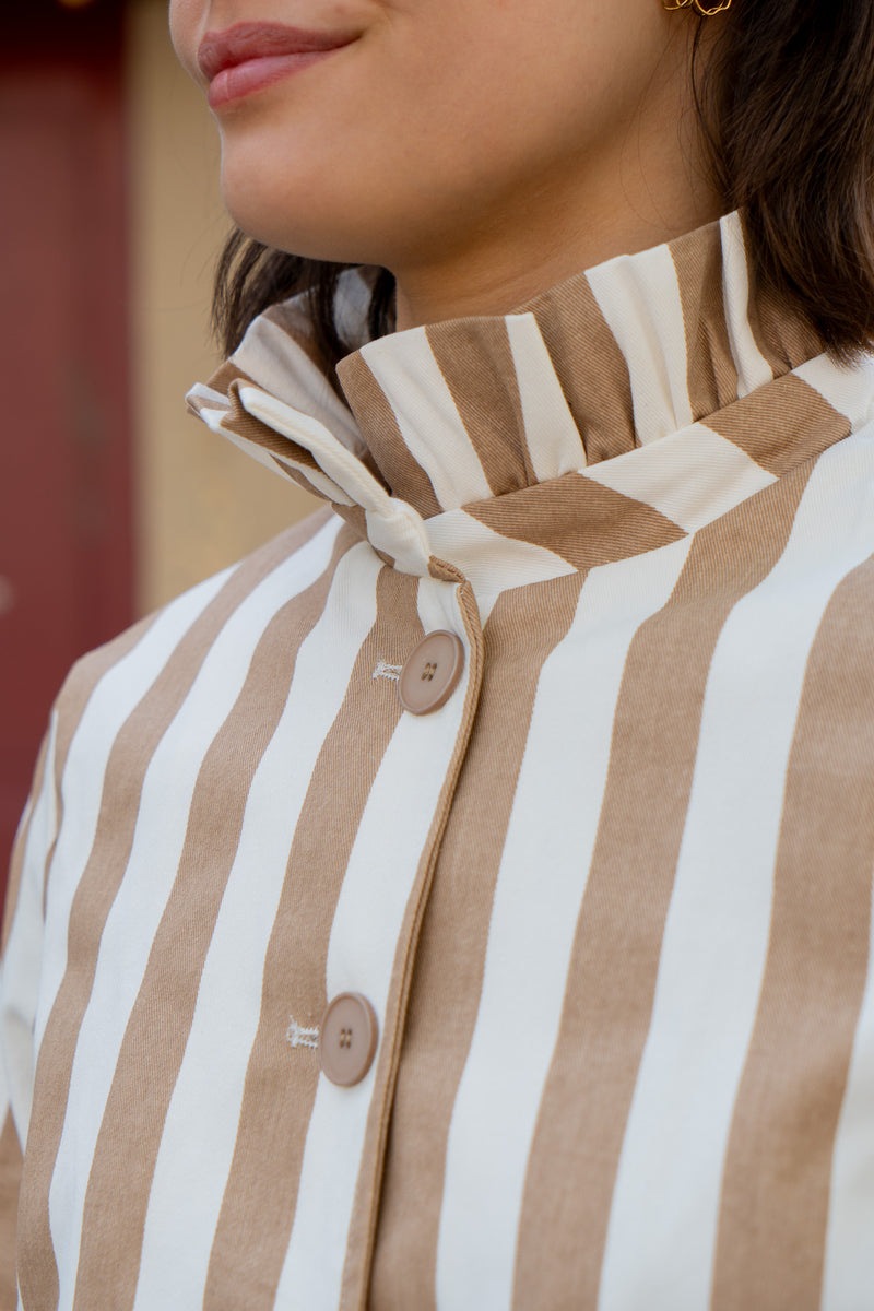 Veste June femme en coton taupe, esprit tailoring décontracté - It Hippie